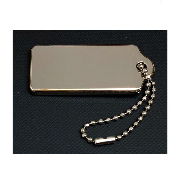 NEW AUTH. Coach Chrome Tone Signature COACH Logo Bag Charm/ Key Chain/ Hang Tag - Picture 2 of 6
